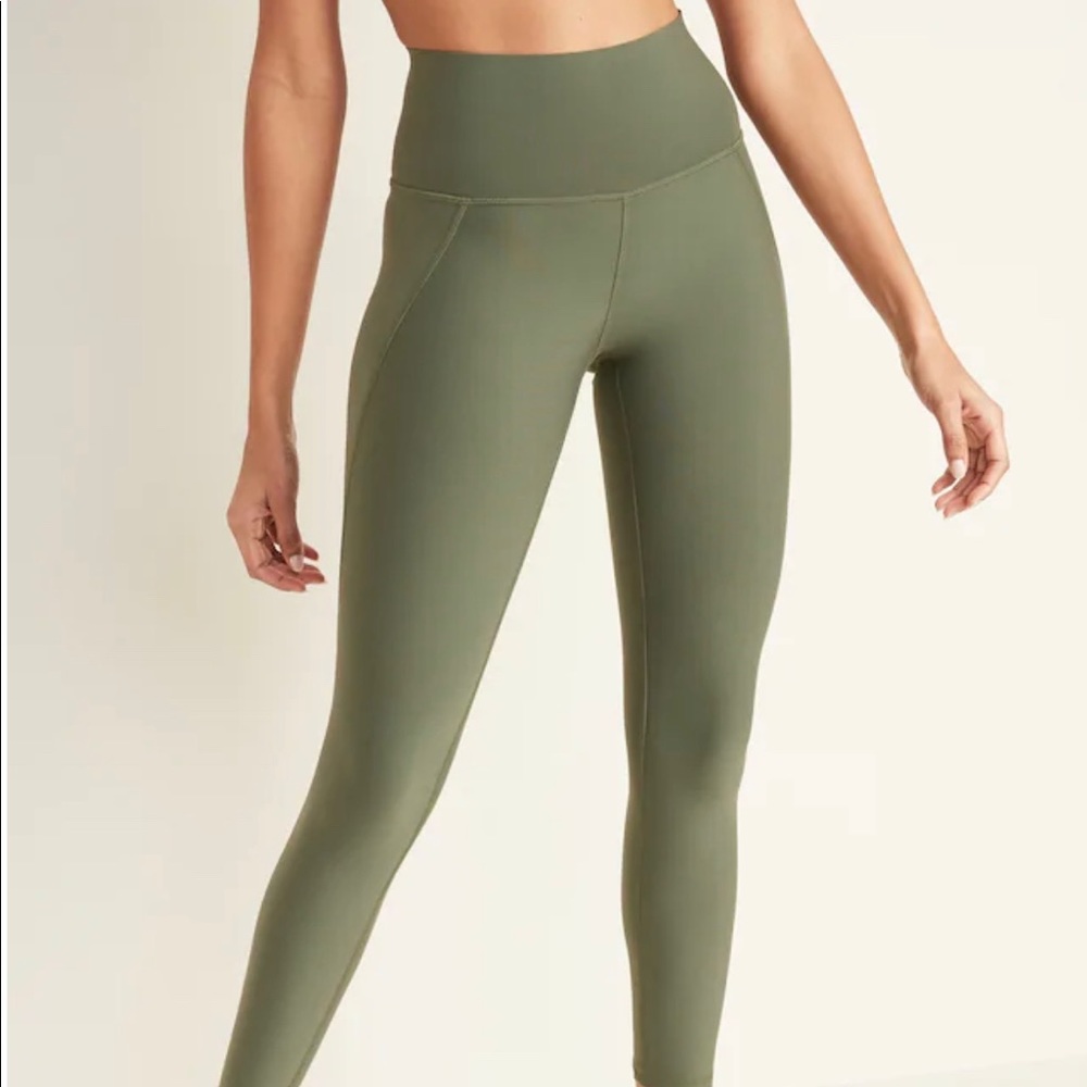 NWT \ High-Waisted Olive Green 7/8-Length Compression Leggings For Women